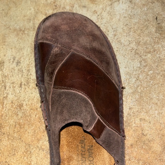 NAOT brown patchwork chunky leather suede Slip On shoes Mule Clogs EURO 37, Sz 7 - Picture 12 of 16